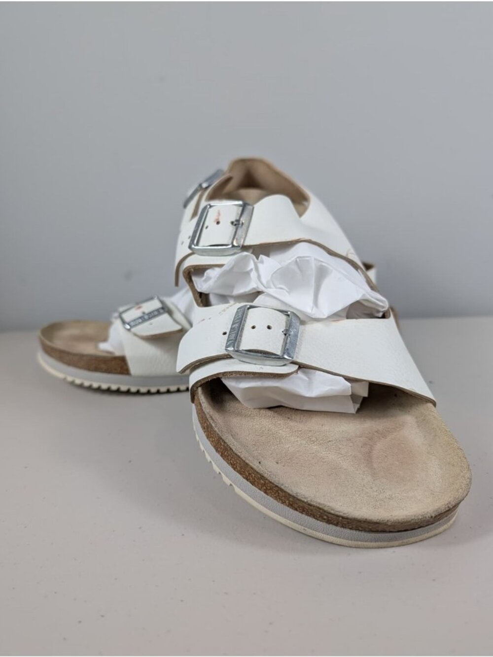 Birkenstock Milano sandals adjustable white straps men's size 13